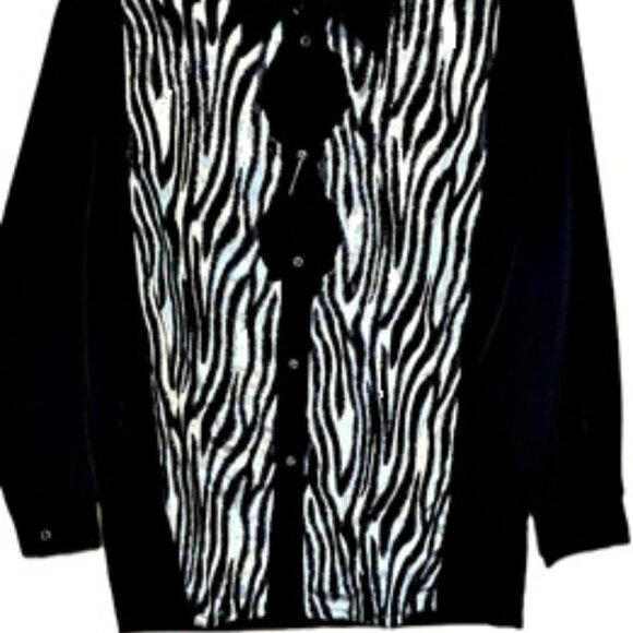 Mens Black/White Lurex Flame Rockabilly Shirt M - Picture 2 of 4